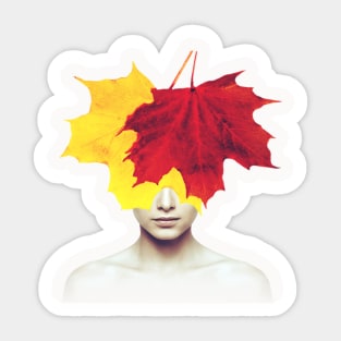 Autumn leaves head portrait Sticker